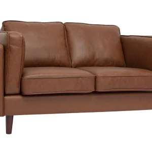Canapé Vintage 2 Places Cuir Marron Et Bois Foncé BRADLEY 10