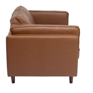 Canapé Vintage 2 Places Cuir Marron Et Bois Foncé BRADLEY 12