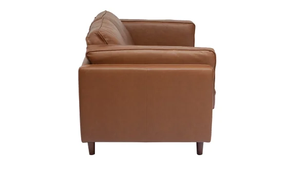 Canapé Vintage 2 Places Cuir Marron Et Bois Foncé BRADLEY 4