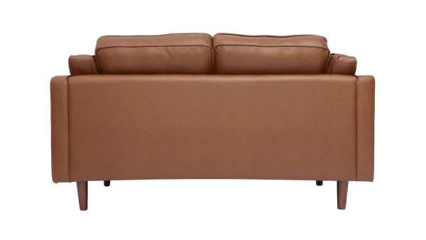 Canapé Vintage 2 Places Cuir Marron Et Bois Foncé BRADLEY 5