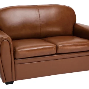 achat pas cher Canapé Vintage 2 Places Marron Et Bois Noir CLUB 11