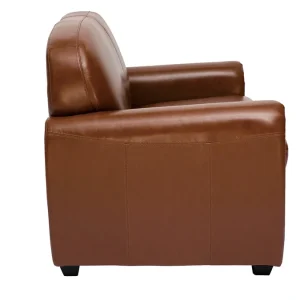 achat pas cher Canapé Vintage 2 Places Marron Et Bois Noir CLUB 13