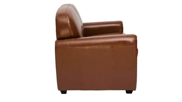 achat pas cher Canapé Vintage 2 Places Marron Et Bois Noir CLUB 4
