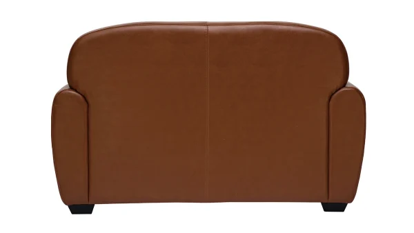 achat pas cher Canapé Vintage 2 Places Marron Et Bois Noir CLUB 5