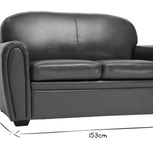 achat pas cher Canapé Vintage 2 Places Marron Et Bois Noir CLUB 19