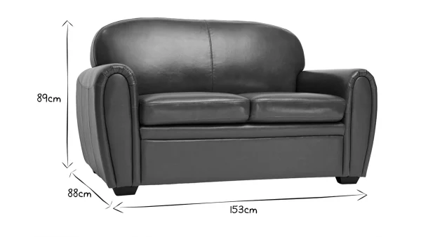 achat pas cher Canapé Vintage 2 Places Marron Et Bois Noir CLUB 7