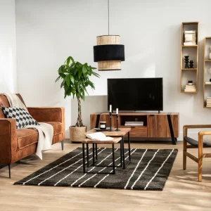 magasin en ligne Canapé Vintage 3 Places Cuir Marron Cognac Aspect Vieilli Et Métal Noir SONNY 20