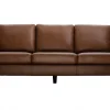 Canapé Vintage 3 Places Cuir Marron Et Bois Noir OXMO 23