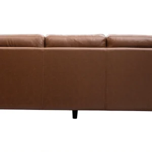 Canapé Vintage 3 Places Cuir Marron Et Bois Noir OXMO 11