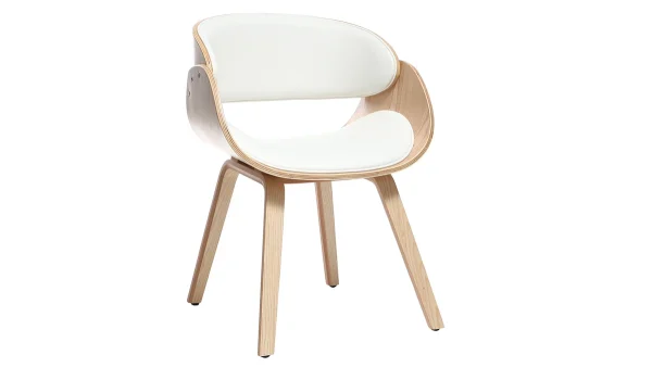 Chaise Design Blanc Et Bois Clair BENT 3