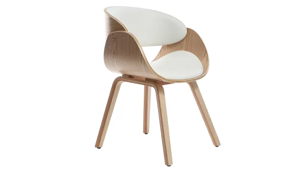 Chaise Design Blanc Et Bois Clair BENT 4