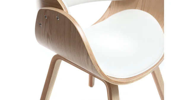 Chaise Design Blanc Et Bois Clair BENT 6