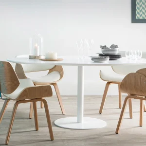Chaise Design Blanc Et Bois Clair BENT 21