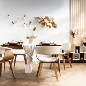 Chaise Design Blanc Et Bois Clair BENT 23