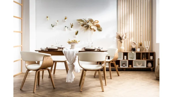 Chaise Design Blanc Et Bois Clair BENT 8
