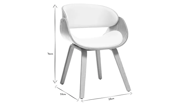 Chaise Design Blanc Et Bois Clair BENT 9