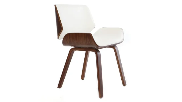 Chaise Design Blanc Et Bois Foncé RUBBENS 4