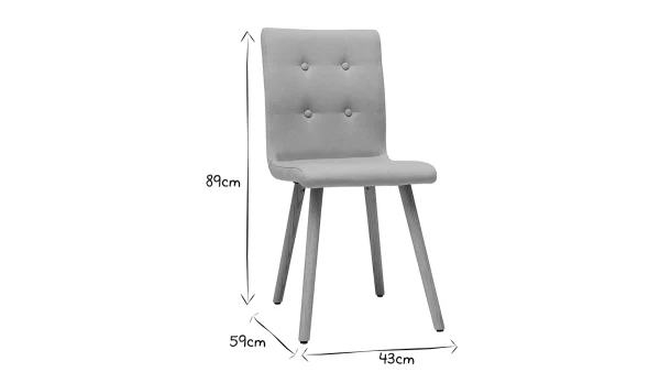 Chaise Design En Tissu Gris Clair Et Bois Clair Massif (lot De 2) HORTA 8