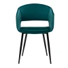 Nouveau Chaise Design En Tissu Velours Bleu Pétrole Et Métal Noir PRISMA 23