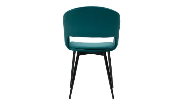 Chaise Design En Tissu Velours Bleu Pétrole Et Métal Noir PRISMA 5