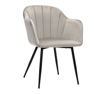 à prix réduits Chaise Design En Tissu Velours Taupe Et Métal Noir MILLY 11