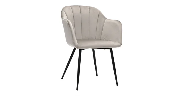 à prix réduits Chaise Design En Tissu Velours Taupe Et Métal Noir MILLY 3