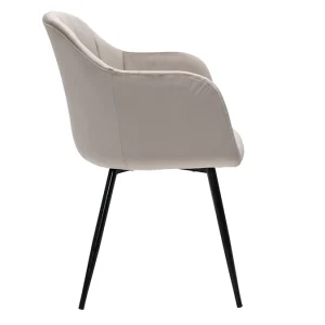 à prix réduits Chaise Design En Tissu Velours Taupe Et Métal Noir MILLY 13