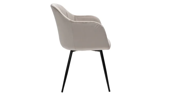 à prix réduits Chaise Design En Tissu Velours Taupe Et Métal Noir MILLY 4