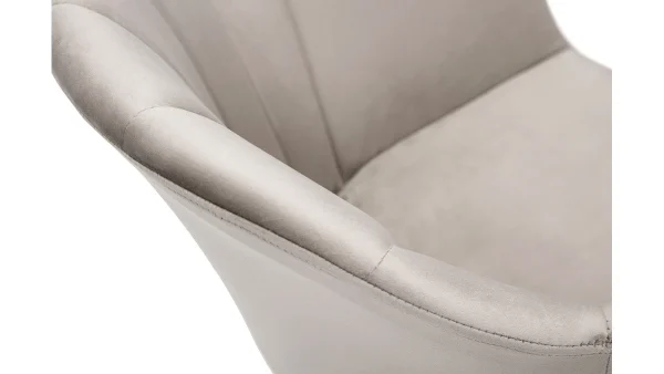à prix réduits Chaise Design En Tissu Velours Taupe Et Métal Noir MILLY 6