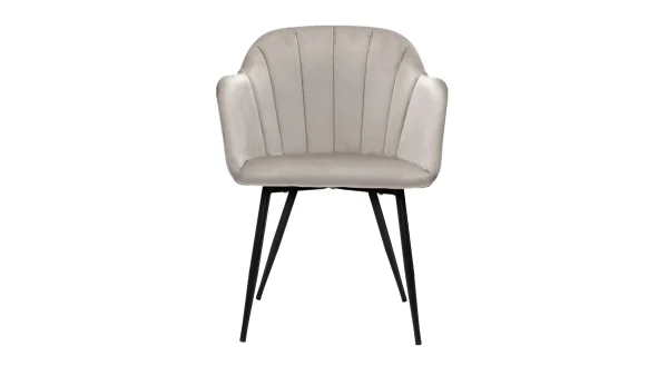 à prix réduits Chaise Design En Tissu Velours Taupe Et Métal Noir MILLY 1