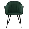 Chaise Design En Tissu Velours Vert Et Métal Noir MILLY outlet soldes 23