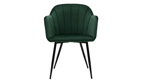 Chaise Design En Tissu Velours Vert Et Métal Noir MILLY outlet soldes 1