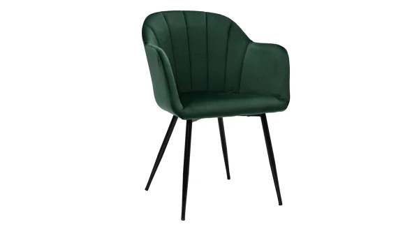 Chaise Design En Tissu Velours Vert Et Métal Noir MILLY outlet soldes 3