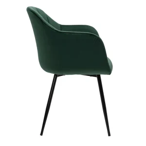 Chaise Design En Tissu Velours Vert Et Métal Noir MILLY outlet soldes 14