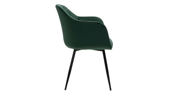 Chaise Design En Tissu Velours Vert Et Métal Noir MILLY outlet soldes 4