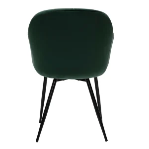 Chaise Design En Tissu Velours Vert Et Métal Noir MILLY outlet soldes 16