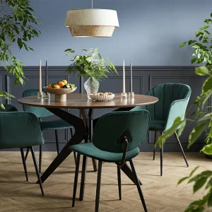 Chaise Design En Tissu Velours Vert Et Métal Noir MILLY outlet soldes 20