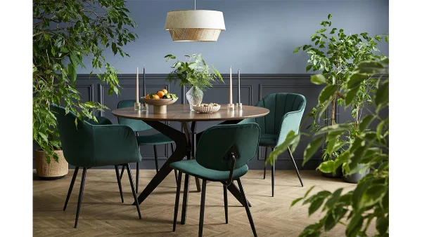Chaise Design En Tissu Velours Vert Et Métal Noir MILLY outlet soldes 7