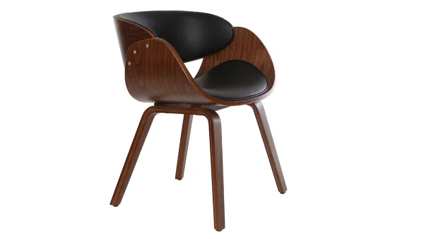 france en ligne Chaise Design Noir Et Bois Foncé Noyer BENT 4