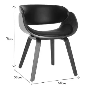 france en ligne Chaise Design Noir Et Bois Foncé Noyer BENT 25