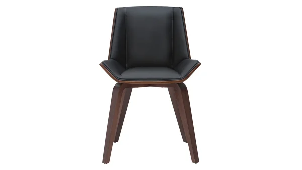 vente chaude Chaise Design Noir Et Bois Foncé Noyer MELKIOR 1