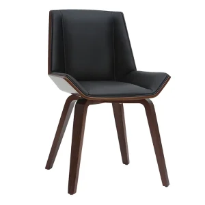 vente chaude Chaise Design Noir Et Bois Foncé Noyer MELKIOR 11