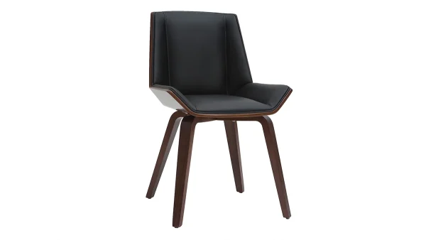 vente chaude Chaise Design Noir Et Bois Foncé Noyer MELKIOR 3