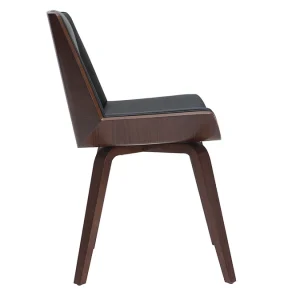 vente chaude Chaise Design Noir Et Bois Foncé Noyer MELKIOR 13