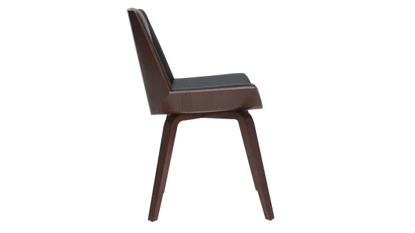 vente chaude Chaise Design Noir Et Bois Foncé Noyer MELKIOR 4