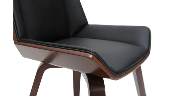 vente chaude Chaise Design Noir Et Bois Foncé Noyer MELKIOR 6
