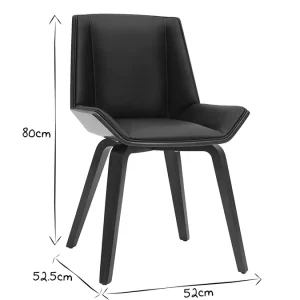 vente chaude Chaise Design Noir Et Bois Foncé Noyer MELKIOR 19