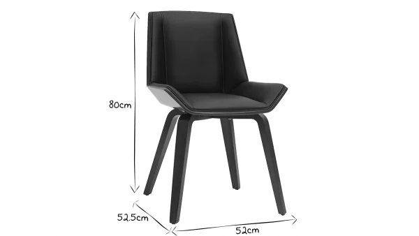 vente chaude Chaise Design Noir Et Bois Foncé Noyer MELKIOR 7