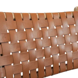 Chaise En Bois Teck Massif Et Sangles En Cuir Marron LODGE 20