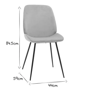 qualité d’originales Chaise En Toissu Velours Taupe Et Métal Noir (lot De 2) KAOLY 22